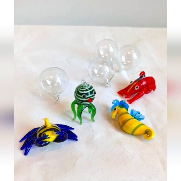 ADD ON Set of 4 Glass Art Floating Fish with Bubble Colorful VTG New BUNDLE - Picture 6 of 7